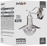 Avide Επιτοίχιο Φωτιστικό Εξωτερικού Χώρου Imperial 1xE27 IP44 Σατέν Νίκελ
